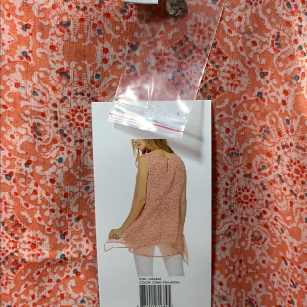 NWT Fever lightweight Orange Print Tank Blouse - Picture 4 of 9
